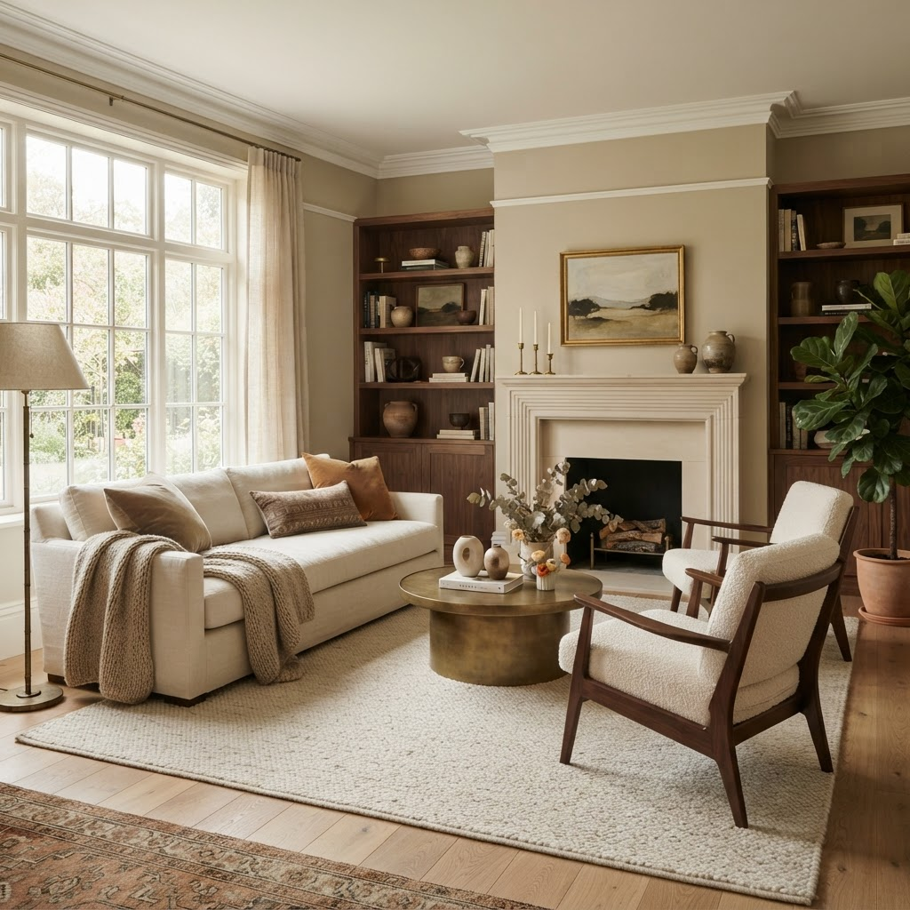 A room painted in Grant Beige by Benjamin Moore