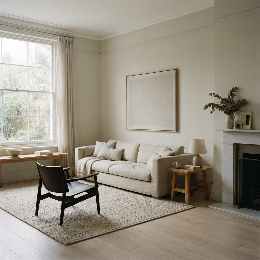 A room painted in Silver Satin